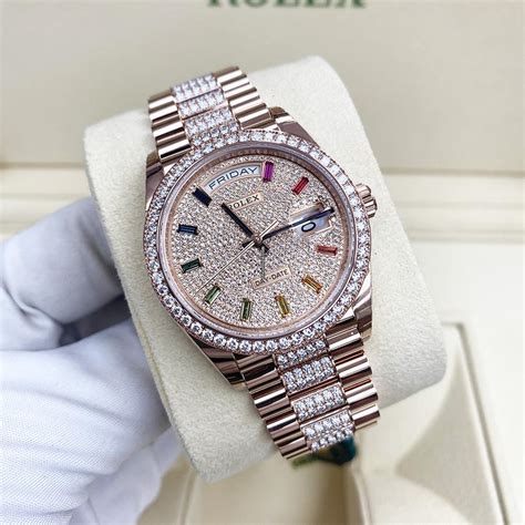 rolex 36mm pave dial|Rolex day date diamond bracelet.